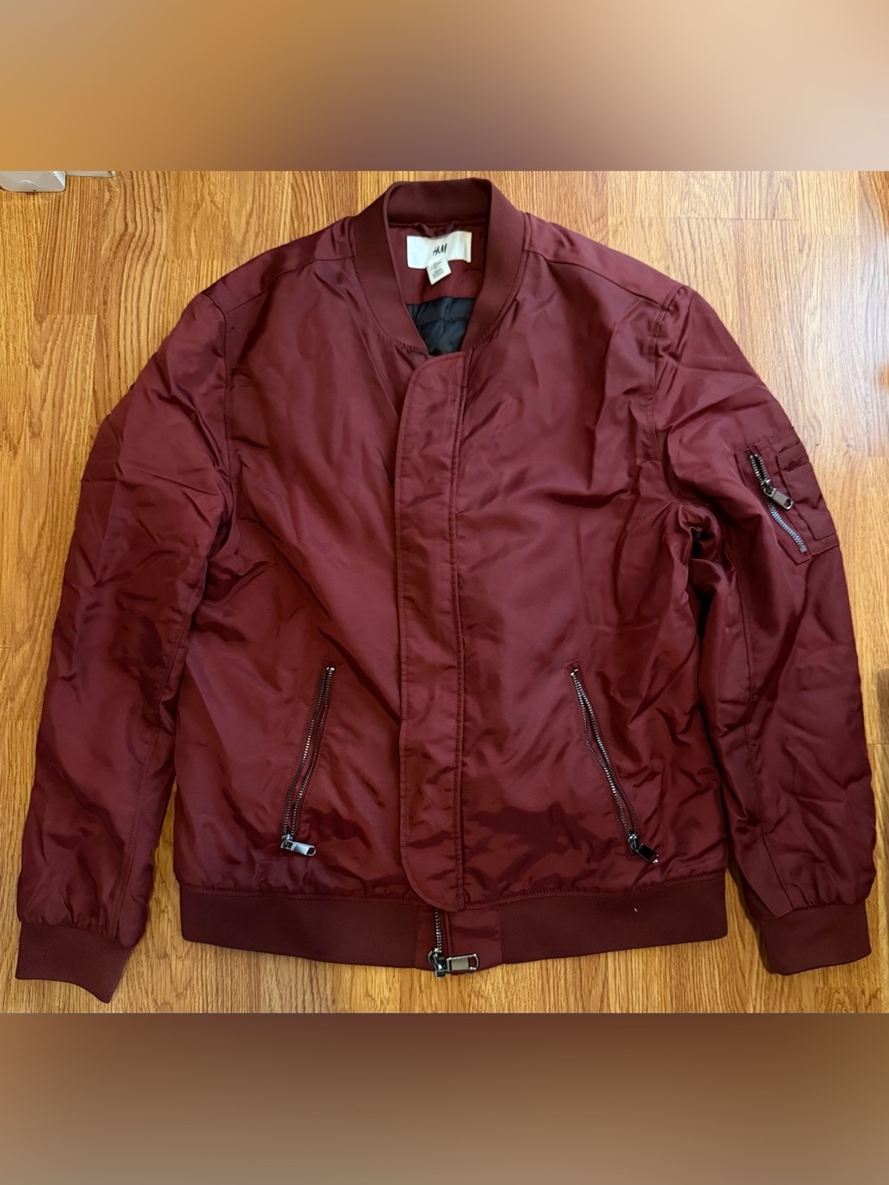 H&M Men's Maroon Bomber Jacket